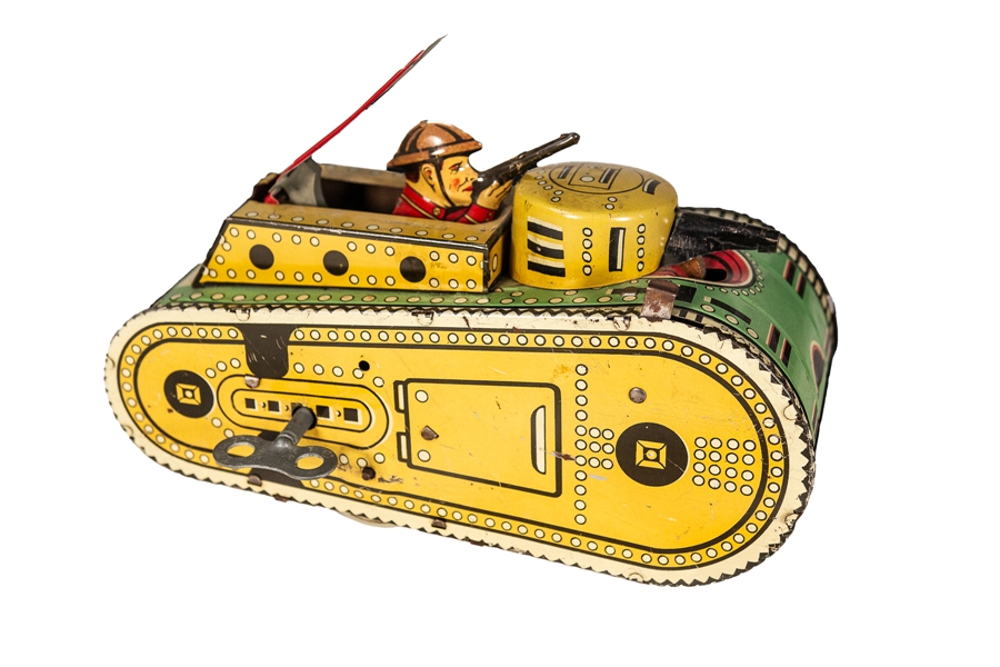  Marx Army Wind-Up Mechanical Tank Toy. 1940s. Handsome tin ...