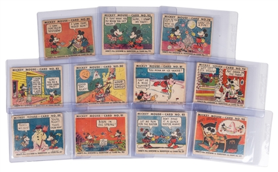  1935 Mickey Mouse Gum Inc. Bubble Gum Cards (11). Includes ...