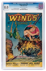  Wing Comics. Group of Five CGC Graded Comics of Wing Comics...
