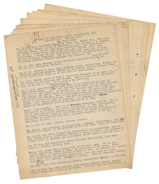  [SPIRITUALISM] Eight-Page Report and TLS to Houdini Regardi...