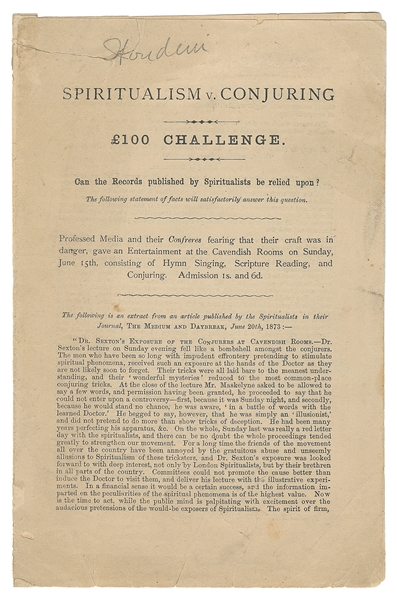  MASKELYNE, J.N. (1839 – 1917).  Spiritualism v. Conjuring. ...