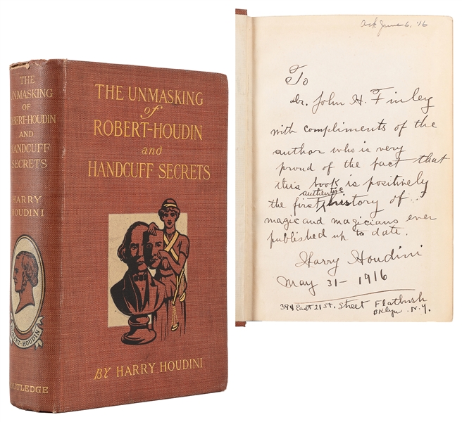  HOUDINI, Harry (Erik Weisz, 1874 – 1926). The Unmasking of ...