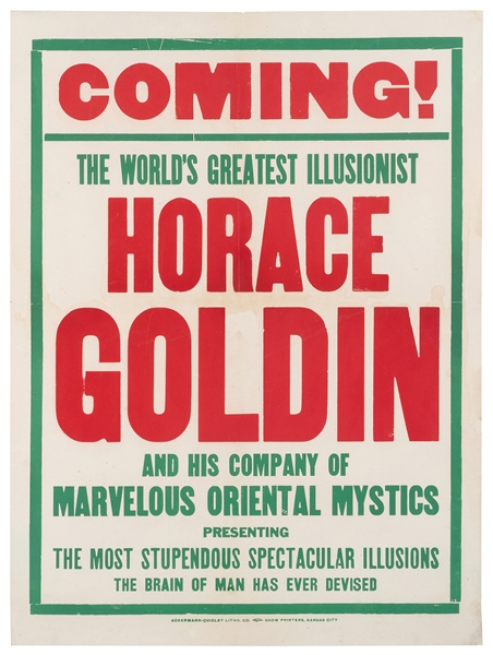  GOLDIN, Horace (1873 – 1939). The World’s Greatest Illusion...