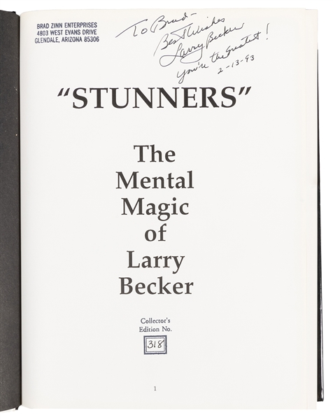  BECKER, Larry (1929 – 2023). Stunners! The Mental Magic of ...