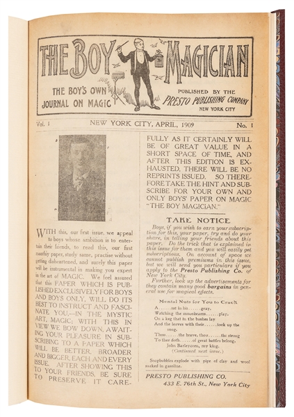  Boy Magician. Charles J. Hagen. V1 N1 - V1 N12 (Mar. 1910)....