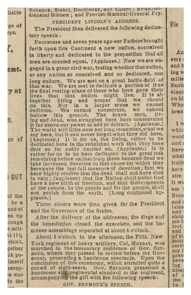  [LINCOLN, Abraham (1809-1865)]. The New-York Times. Gettysb...