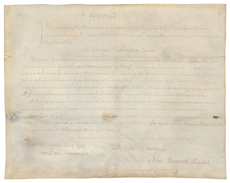  [WASHINGTON, George (1732-1799)]. Autograph document signed...
