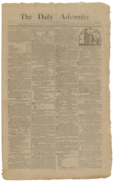  [WASHINGTON, George (1732-1799)]. The Daily Advertiser. An ...