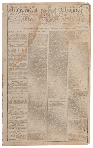  [WASHINGTON, George (1732-1799)]. The Independent Chronicle...