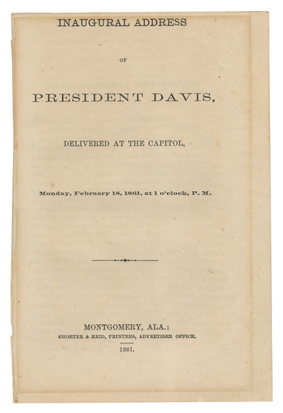  [CONFEDERATE STATES OF AMERICA]. DAVIS, Jefferson (1808-188...