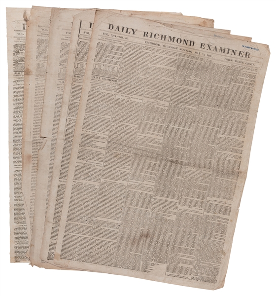  [CIVIL WAR]. A group of 5 issues of the Confederate Newspap...