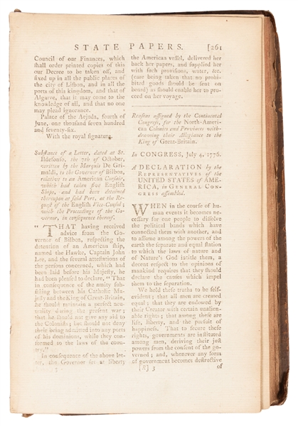  [DECLARATION OF INDEPENDENCE]. First Printing of the Declar...