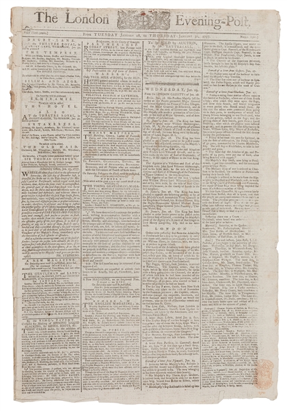  [REVOLUTIONARY WAR]. The London Evening-Post. The Articles ...