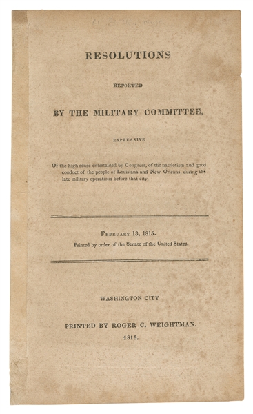  [WAR OF 1812]. Resolutions reported by the military committ...