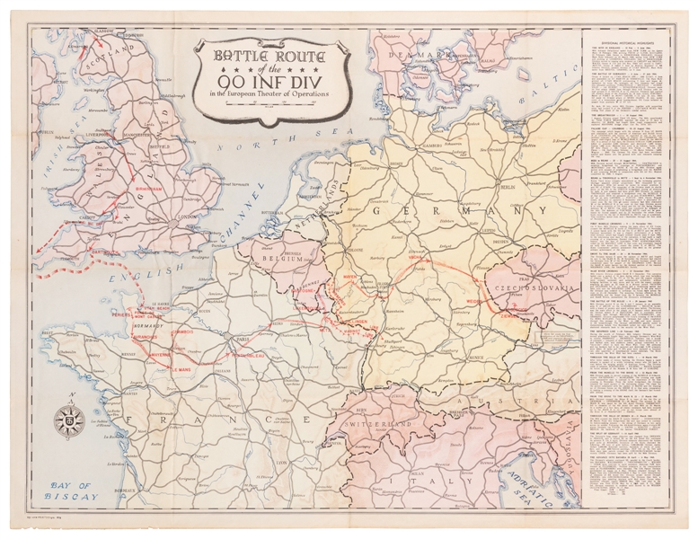  [WWII]. Battle Route of the 90 Inv Div in the European Thea...