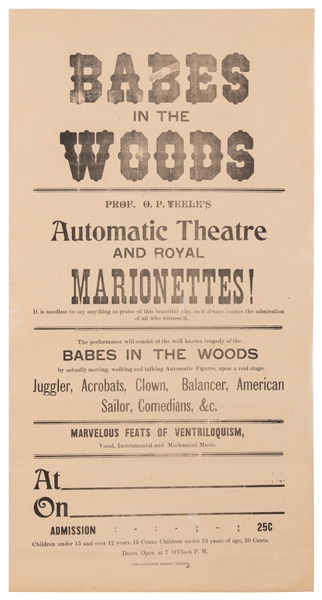  [AUTOMATA]. Babes in the Woods / Prof. O. P. Teele’s Automa...