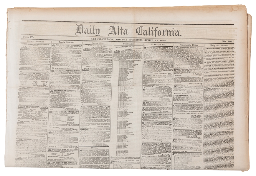  [CALIFORNIA GOLD RUSH]. Group of Eight Issues of the Daily ...