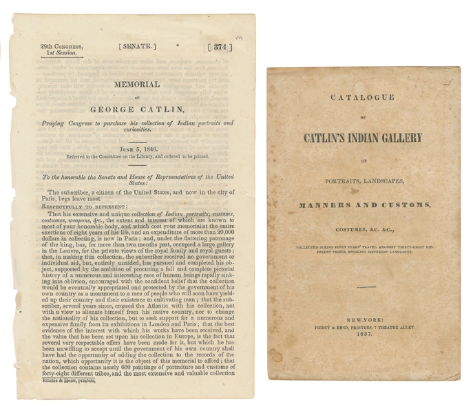  [CATLIN, George (1796-1872)]. Catalogue of Catlin’s Indian ...