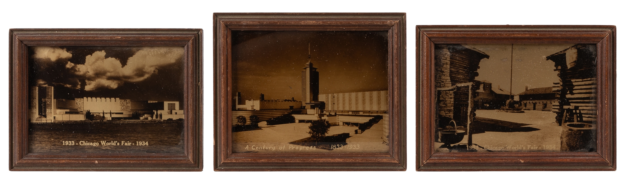  [CHICAGO]. A Group of 3 Orotone Photographs Depicting the 1...