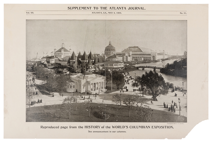  [CHICAGO WORLD’S COLUMBIAN EXPOSITION]. Supplement to the A...