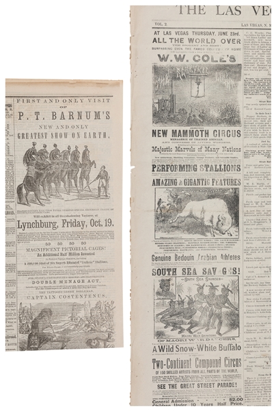  [CIRCUS]. Group of Two Newspapers with Full-Column Illustra...