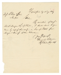  COLT, Samuel (1814-1862). Autograph letter signed from Samu...