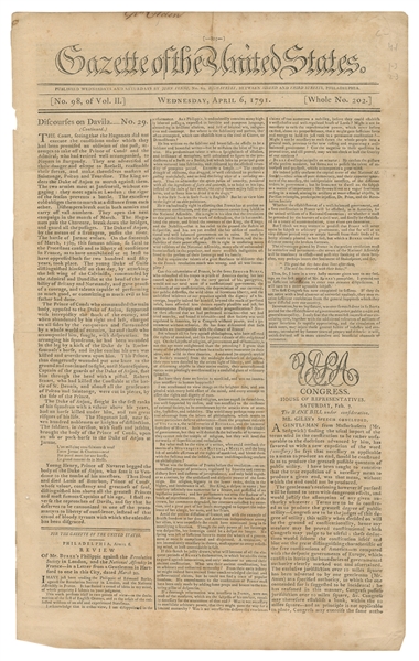  [JUDAICA]. [NOAH, Manuel]. Gazette of the United States. Ph...