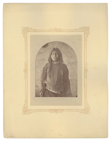  [NATIVE AMERICANS]. Albumen photograph of a Pueblo Indian. ...