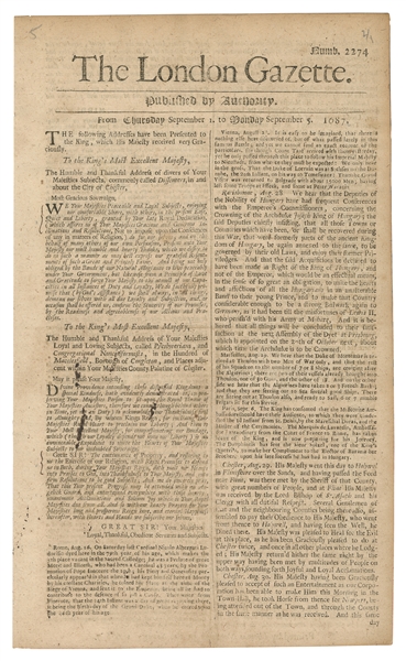  [PIRATES]. The London Gazette. London: Thomas Newcomb, 1687...