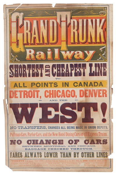  [RAILROAD]. Grand Trunk Railway…To All Points in Canada, De...