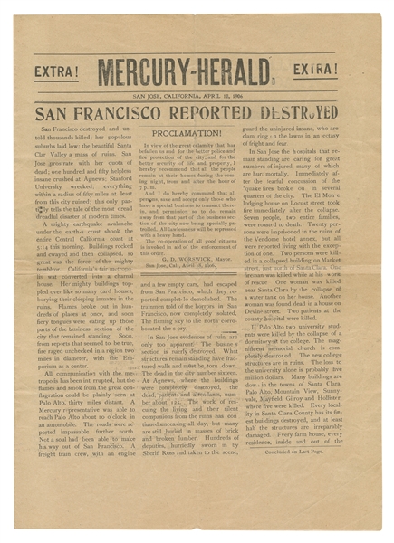  [SAN FRANCISCO EARTHQUAKE]. Mercury-Herald. San Francisco R...