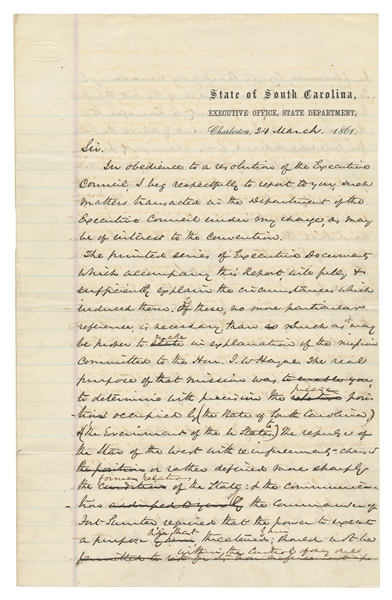  [SOUTH CAROLINA SECESSION]. MAGRATH, Andrew G. (1813-1893)....