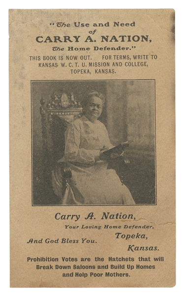  [TEMPERANCE]. [NATION, Carry A. (“Hatchet Granny”) (1846-19...