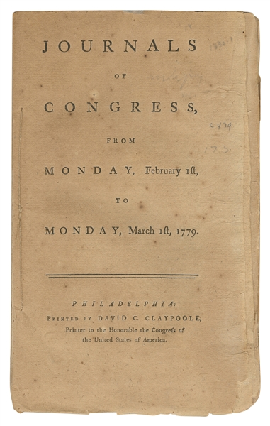  [REVOLUTIONARY WAR]. [UNITED STATES CONTINENTAL CONGRESS]. ...