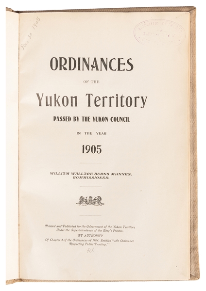  [YUKON TERRITORY]. MCINNES, William Wallace Burns (1971-195...