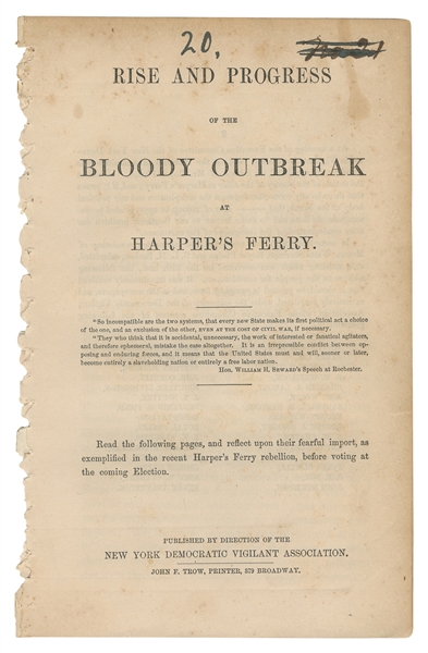  [BROWN, John (1800-1859)]. Rise and Progress of the Bloody ...