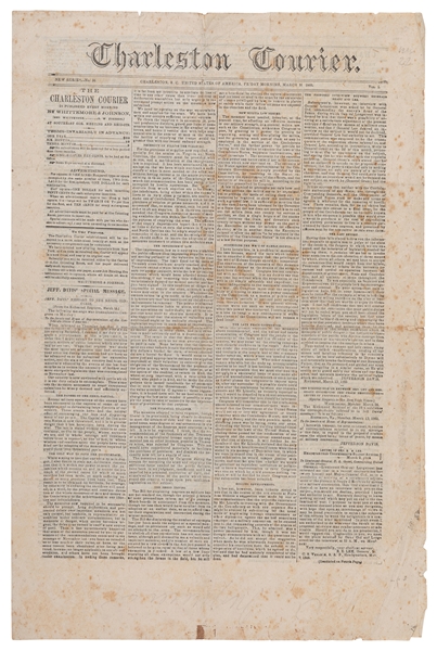  [CIVIL WAR]. Charleston Courier. 54th Massachusetts Regimen...