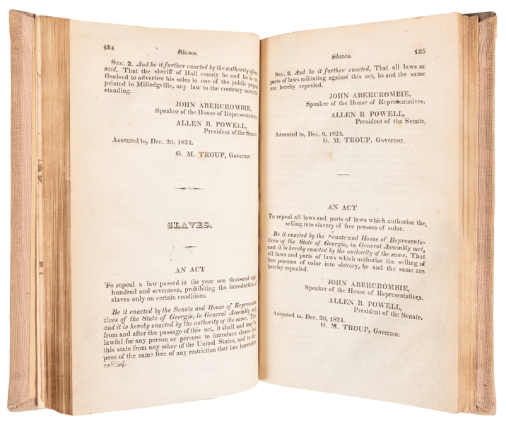  [SLAVERY AND NATIVE AMERICANS]. Acts of the General Assembl...