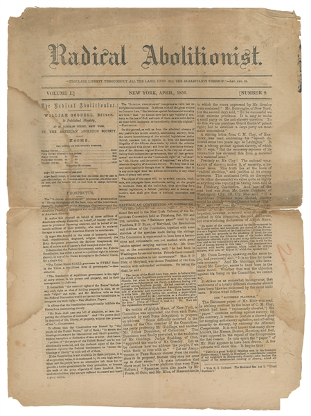  [WEED, Thurlow (1797-1882), his copy]. The Abolitionist. Ed...