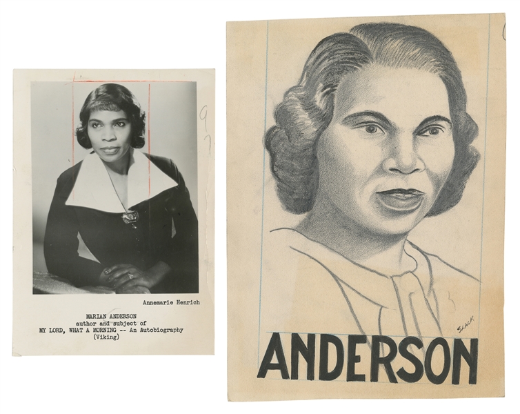  [ANDERSON, Marian (1897-1993]. Original Pencil Portrait of ...