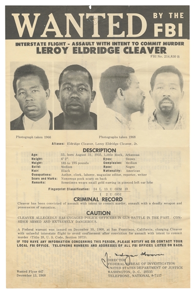  [BLACK PANTHERS]. [CLEAVER, Leroy Eldridge (1935-1998)]. Wa...