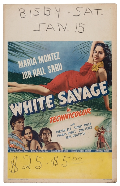  [FILM]. White Savage (Universal Pictures, 1943). Window pla...