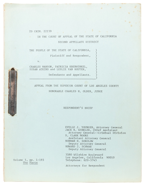  [MANSON FAMILY TRIAL]. In the Court of Appeal of the State ...