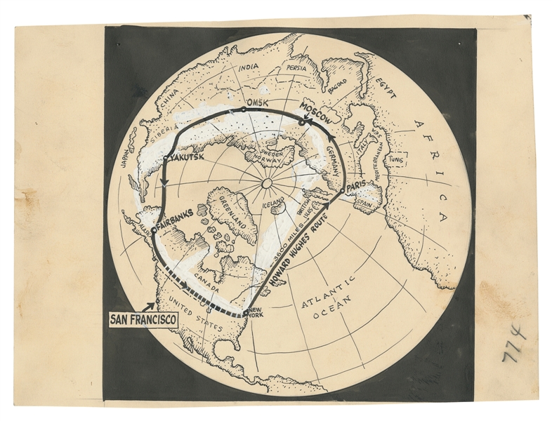  [AVIATION]. [HUGHES, Howard (1905-1976)]. Original Drawing ...