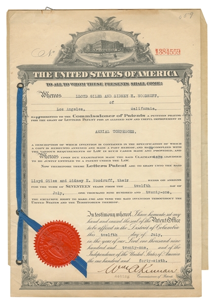  [AVIATION]. Collection of Patent Documents for “Aerial Torp...