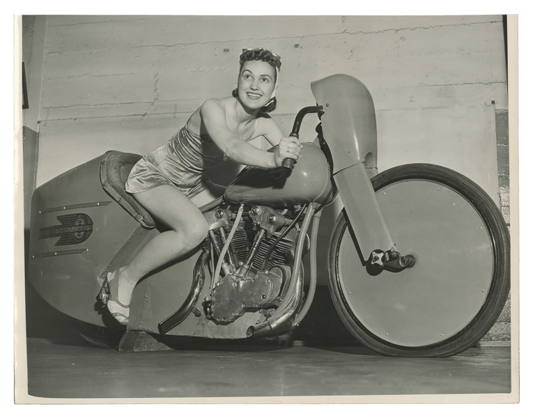  [MOTORCYCLES]. [SMITH, Dorothy “Dot”]. Press Photograph of ...