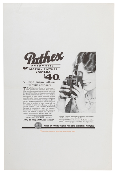  [MOVIE CAMERAS]. Group of Two Proofs for Advertisements for...