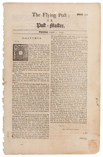  [PIRACY, HORSE RACING]. The Flying Post; or, Post-Master. N...