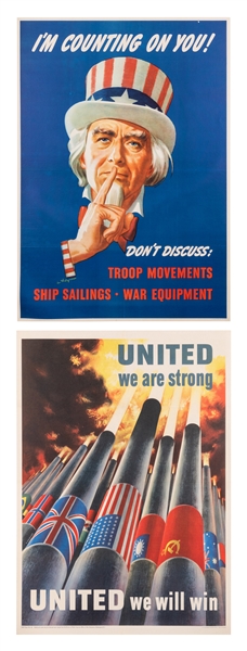  [WORLD WAR II]. Two war propaganda posters. 1943. Washingto...