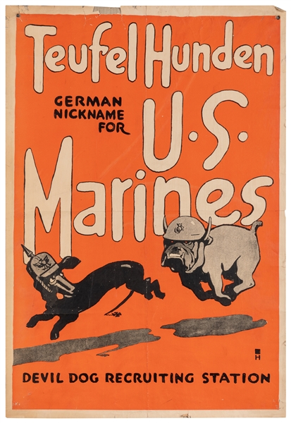  Teufel Hunden / German Nickname for U.S. Marines. Circa 191...